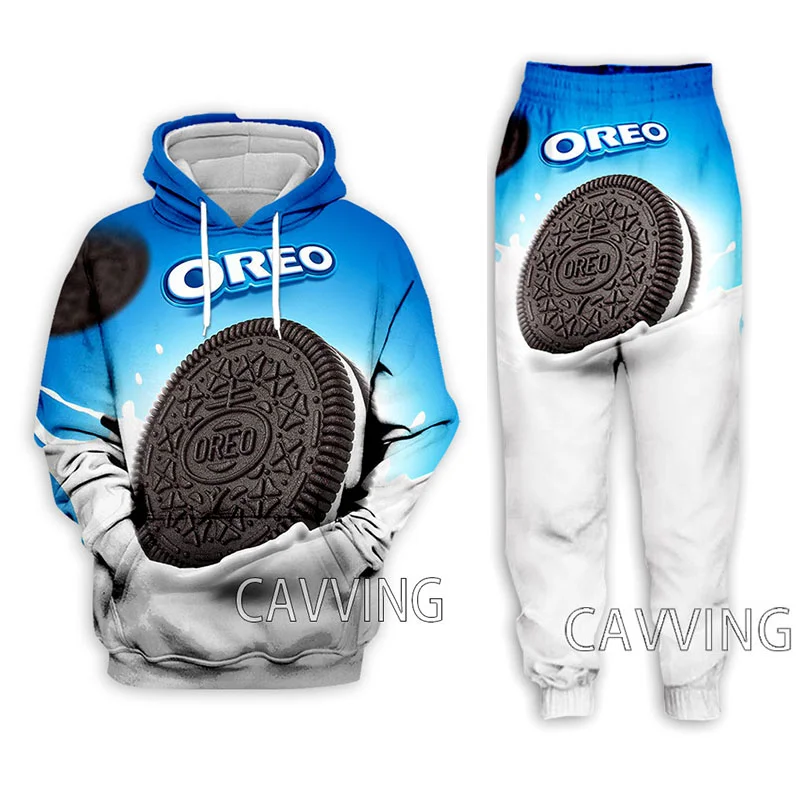 OREO 3D Printed Casual Hoodies Hooded Sweatshirt Pants Jogging Pants Trousers Suit Clothes Women Men Sets