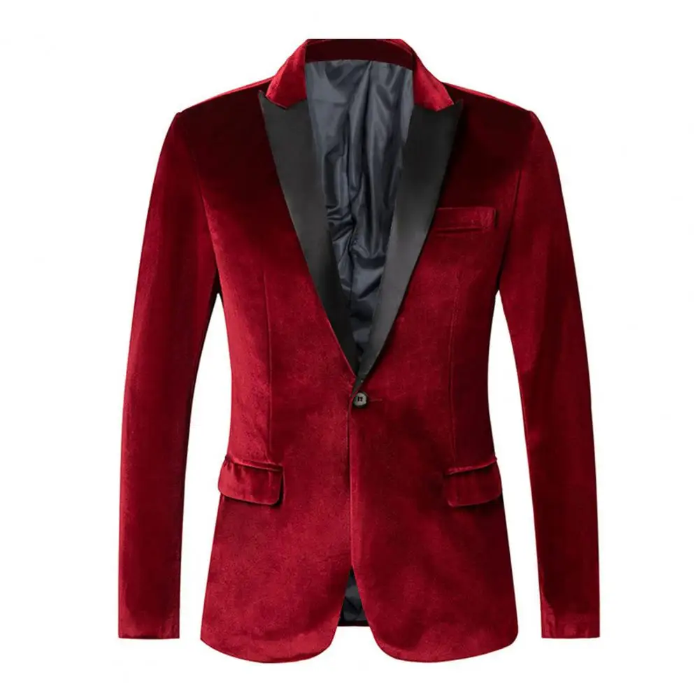 

High-grade Men Luxury Gold Velvet Suit One Button Slim Fit Jacket Blue / Red / Green New Homme Wedding Prom Party Dress Blazer