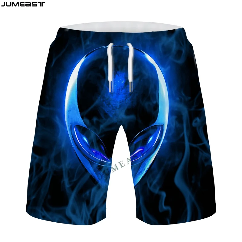 Jumeast Y2k Men Women 3D Printed Hip Hop Alien UFO Shorts Trunks Quick Dry Beach Casual Sweatpants Short Pants