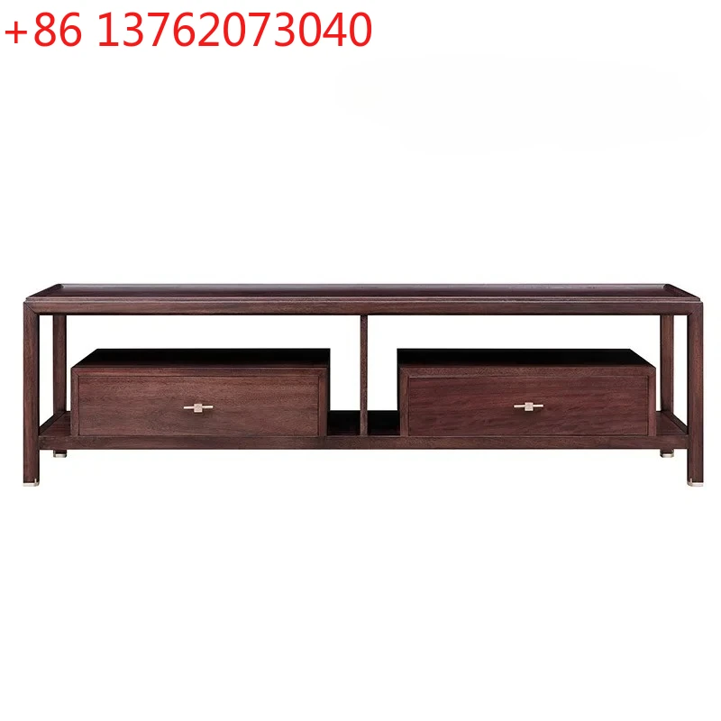 

Современный новый шкаф для телевизора из цельного дерева в китайском стиле, мебель для гостиной, виллы с выдвижными ящиками, напольный шкаф для хранения из черного дерева