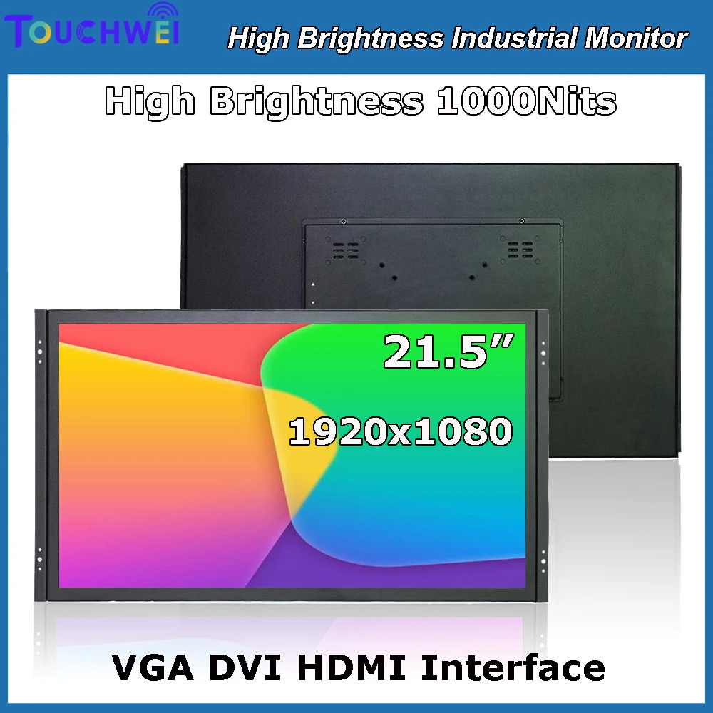 

21.5 Inch Industrial LCD Monitor 1920x1080 Resolution 1000 Nits Brightness VGA DVI for HDMI USB Interfaces Resistive/Capacitive