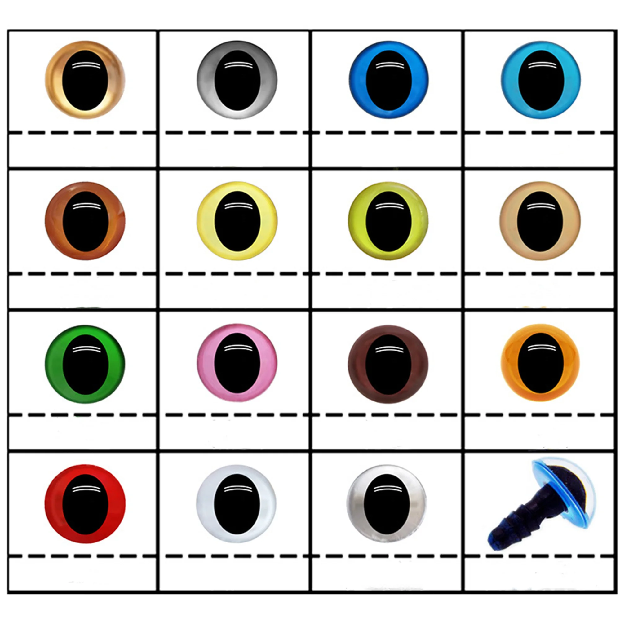 20pcs/lot 10/12mm colored crystal cat eye figure toy accessories Doll pupil DIY plastic eye oval resin cocoa eye beads