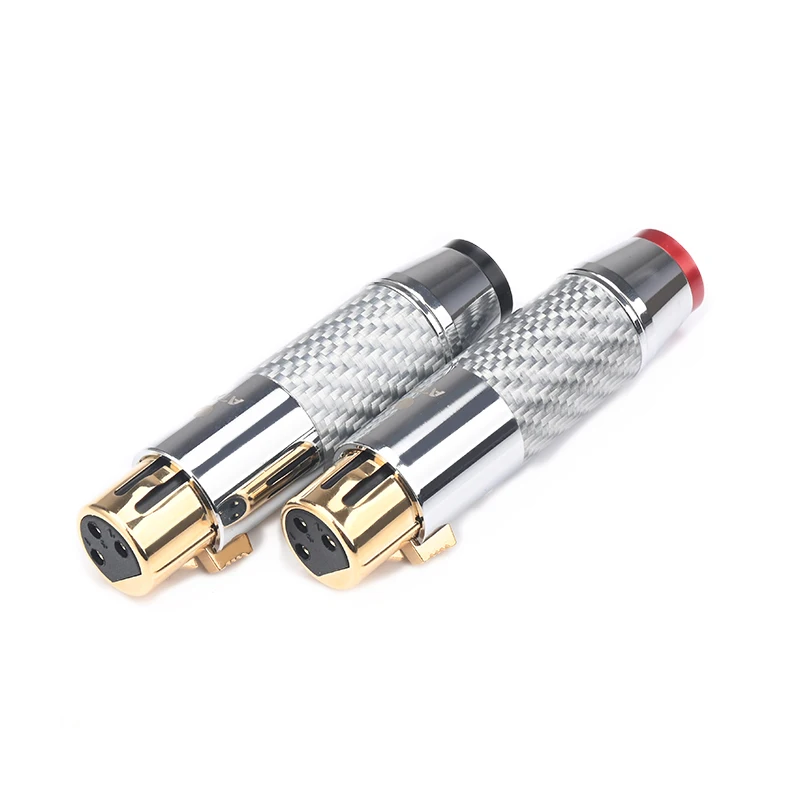 Imagem -03 - Ataudio-conector Xlr Macho e Fêmea Plugs Xlr Hifi High-end Fibra de Carbono Banhado a Ouro Cabo de Áudio Faça Você Mesmo Pcs