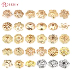 Tapas de cuentas de flor de latón de Color dorado de 18K, joyería, collares, pulseras, pendientes, suministros para hacer accesorios Diy