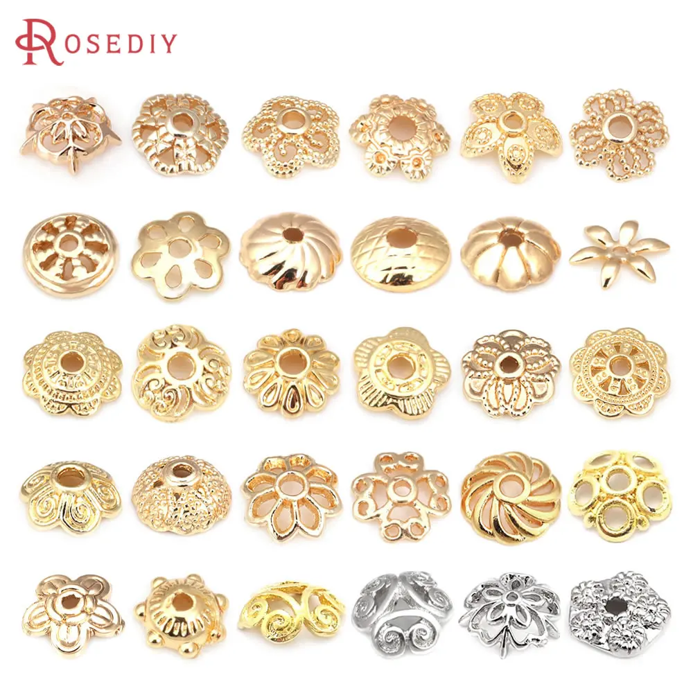 18K Gold Color Brass Flower Beads Caps Tessal Caps Jewelry Necklaces Bracelets Earrings Making Supplies Diy Findings Accessories