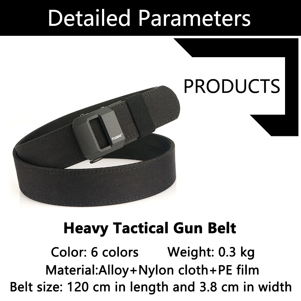 TUSHI Harter taktischer Waffengürtel für Männer, Metall, automatische Schnalle, dickes Nylon, Polizei-Militärgürtel, lässiger Gürtel, IPSC-Gürtel für Männer – Detail 14