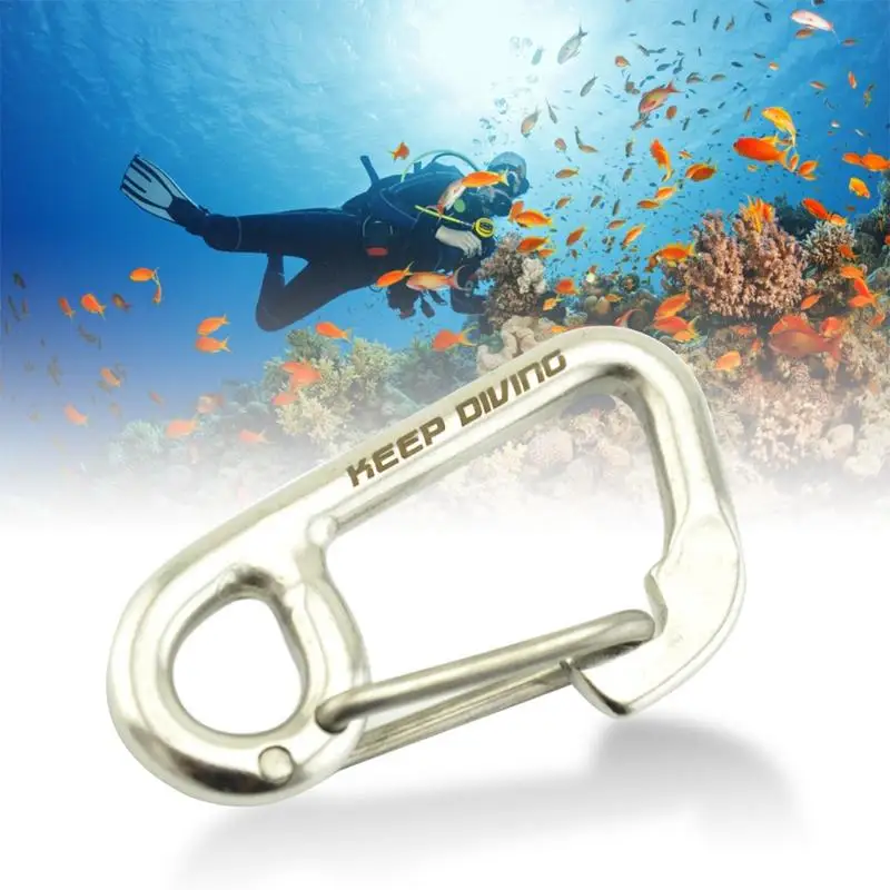 Simple Hook ความปลอดภัยดําน้ําคลิปหัวเข็มขัด 316 สแตนเลสสตีล Carabiner Hooks Camping แขวน BUCKLE Snap Hook KAYAK เรือ Accessorie