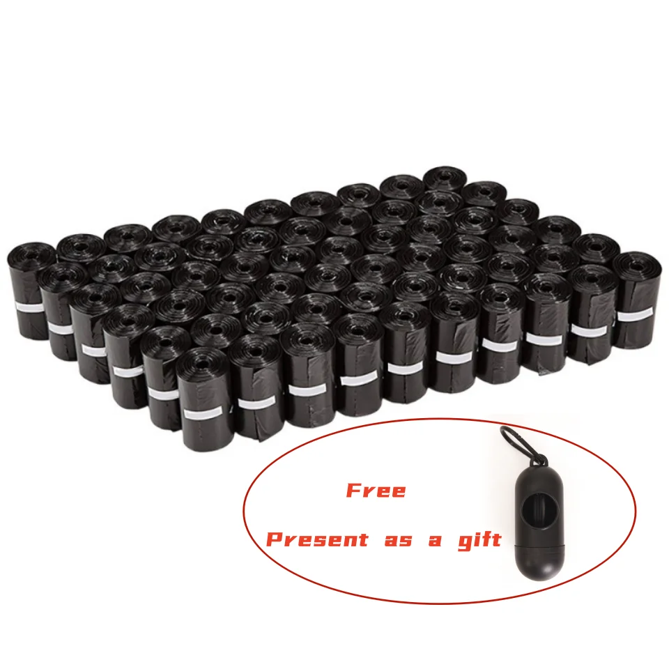 

900pcs Anti-leak bag, with dispenser and belt clip, unscented,each pack contains 15 pieces black Pet plastic bags