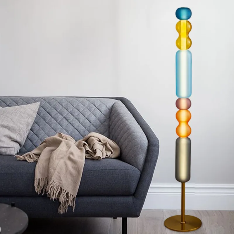 Candy frosted glass floor lamp, modern design, for living room, bedroom, bedside, sofa side, apartment, hotel, LED lamp