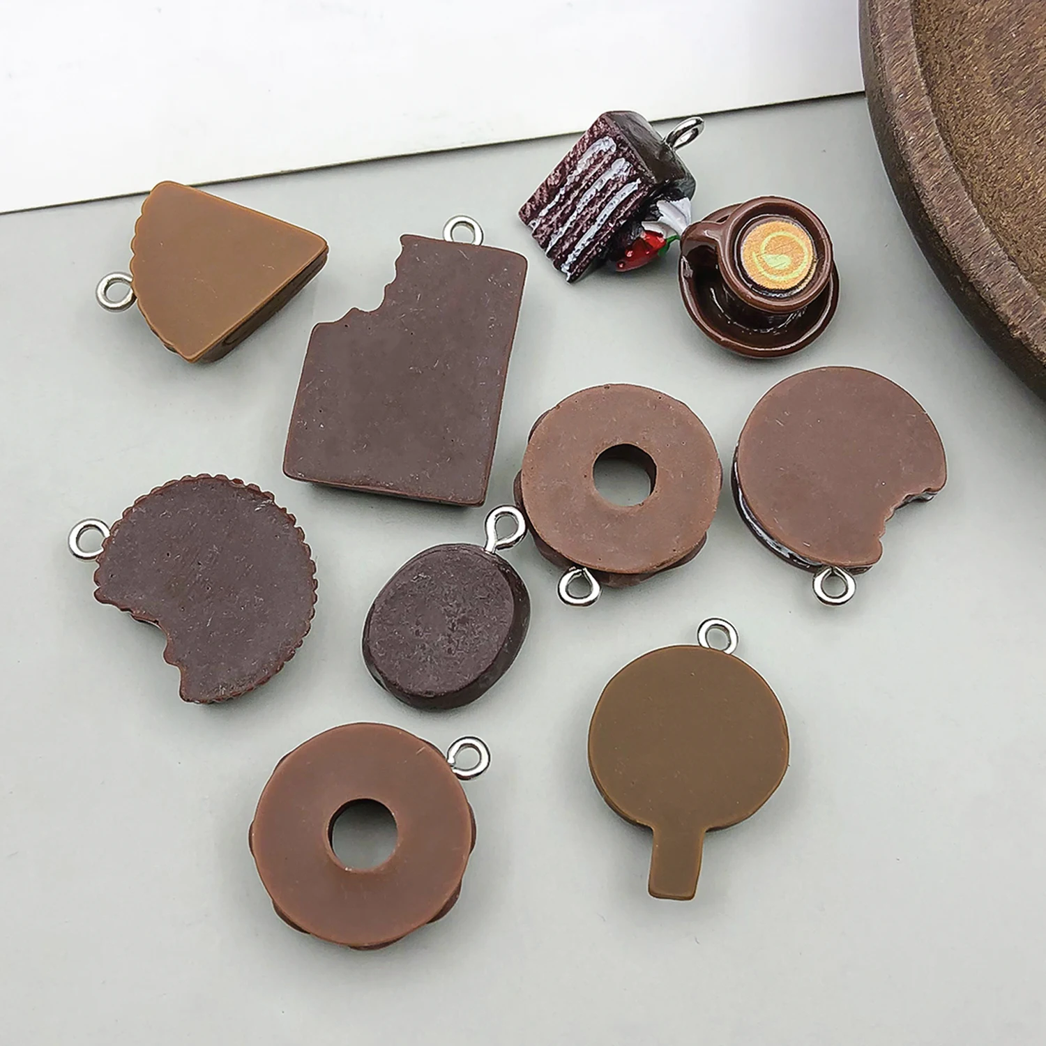 5pcs/10pcs Resin Brown Chocolate Coffee Beans Pendant Jewelry Making DIY Keychain Earrings Charms for Jewelry Bracelets Necklace