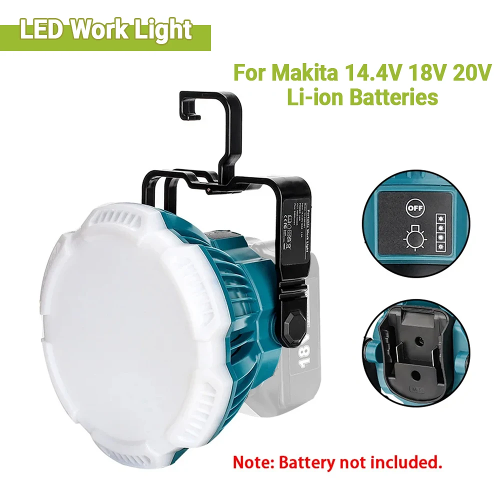Portátil Led Luz de Advertência para Makita Power Tools Luz de Trabalho Iluminação Exterior 14.4v 18v 20v Bateria de Lítio Lâmpada 24w