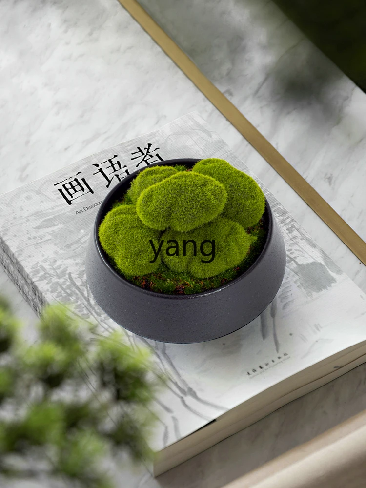 Yjq Artificial Flower Bonsai Eternal Moss Floral Lobby New Chinese Conference Table Pot Conference Table Ornaments