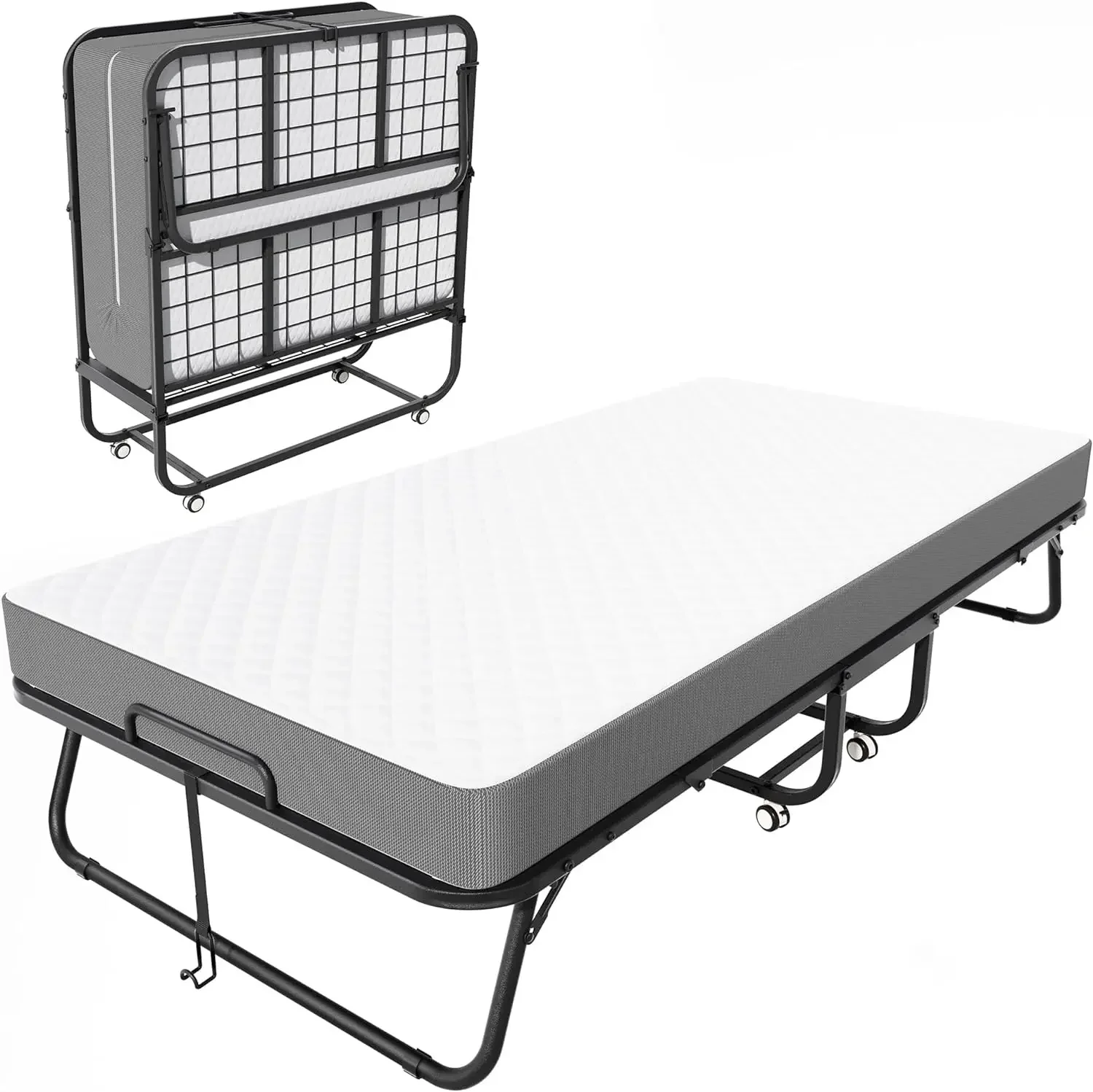 Folding Bed with Mattress, Twin Size Foldable Bed for Adults, 5