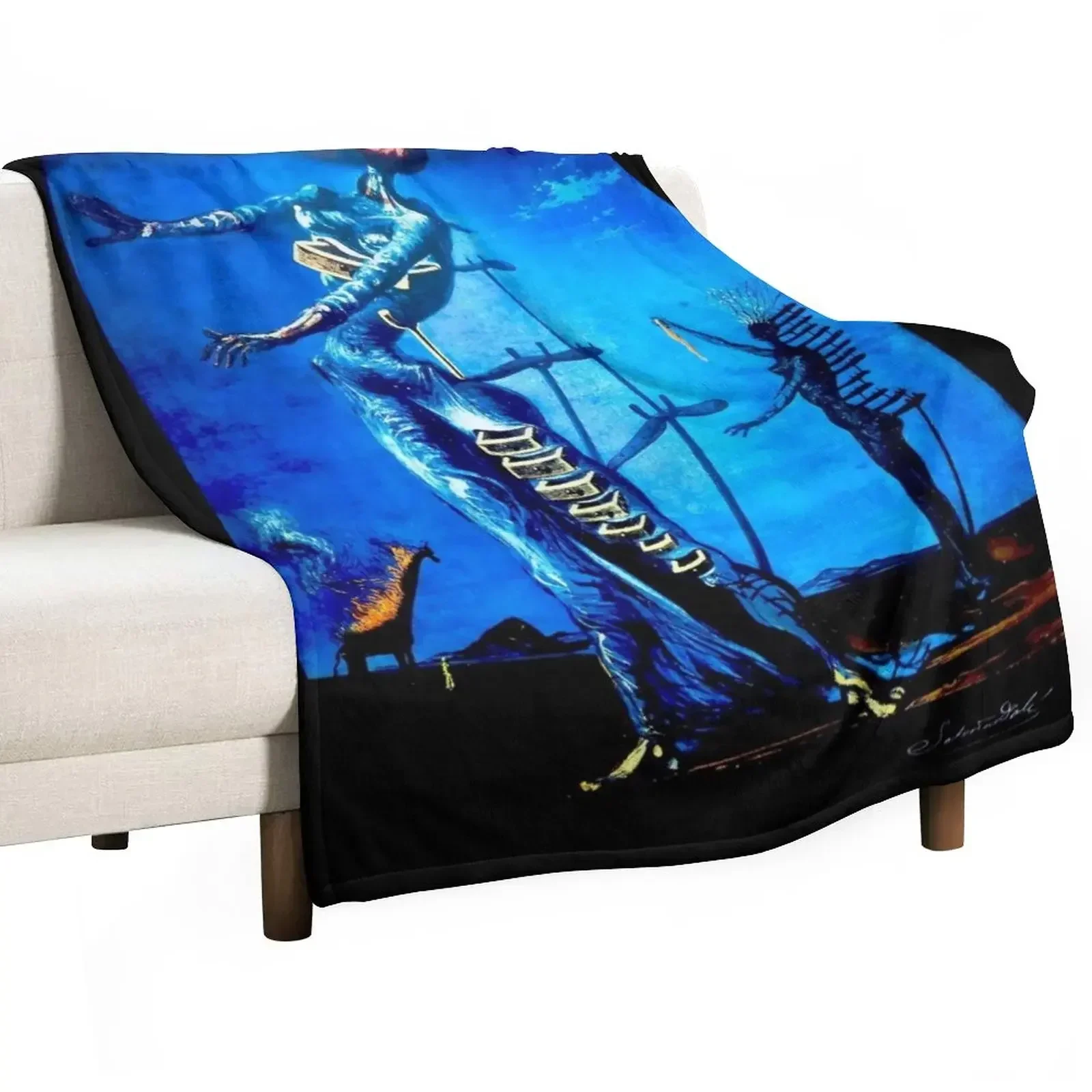 

THE BURNING GIRAFFE : Vintage Abstract Print Throw Blanket Decorative Throw Stuffeds Blankets
