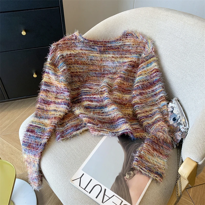   محبوك فضفاض ort Sve المرأة سترة مستديرة Ne البلوز لينة مريحة الخريف الشتاء Faionable Aosphere الشعور