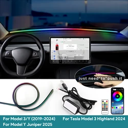 For Tesla Model 3 Highland 2019-2024 Model Y 2025 Juniper Front Windshield LED Ambient Strip Light Car APP Control Symphony Lamp