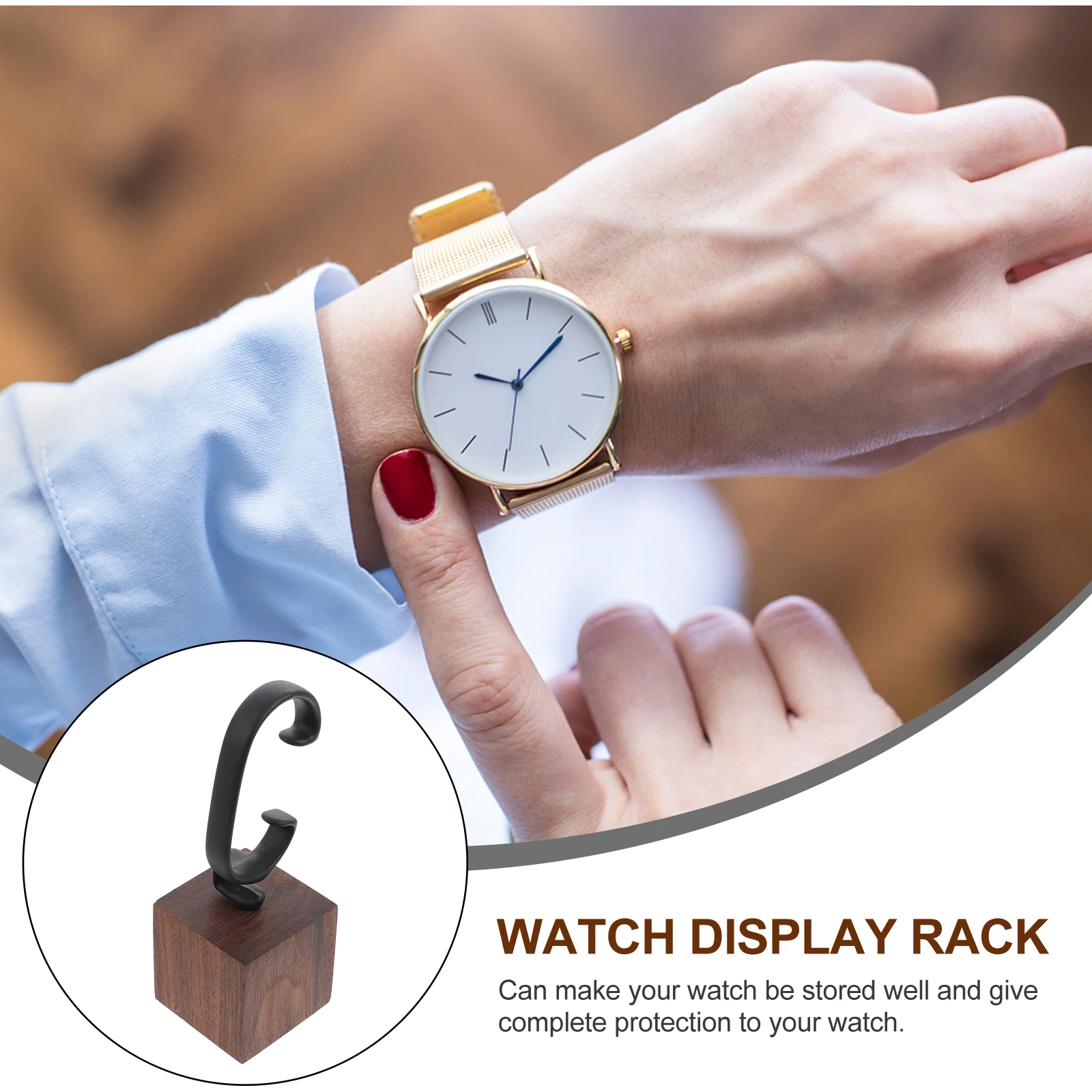 

Walnut Watch Display Holder Wood Base Jewelry Stand Scratch Resistant Decorative Bracelet Display Rack