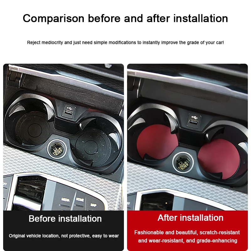 ل BMW M الرياضة 6GT X1 X2 X3 X4 X5 X6 G05 F16 F86 F15 F85 E71 G01 G20 G30 F90 G11 G12 كوب ماء المضادة للانزلاق وسادة جلدية الأخدود