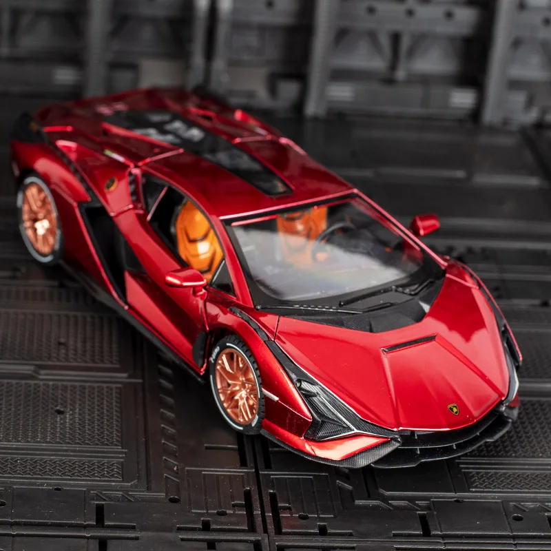 1:24 لامبورغيني سيان سبيكة نموذج سيارة الأطفال التراجع لعبة الأبواب وصندوق غطاء محرك السيارة يمكن فتحها بتفاصيل غنية وصنعة جيدة