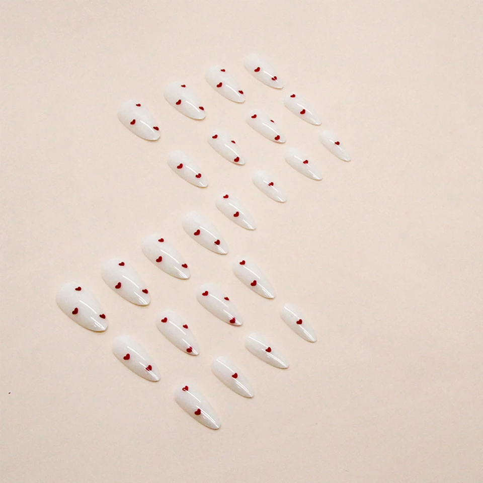 24 uñas postizas largas estilo ins (forma de lágrima), con 1 pegamento jelly y 1 lima de uñas 3