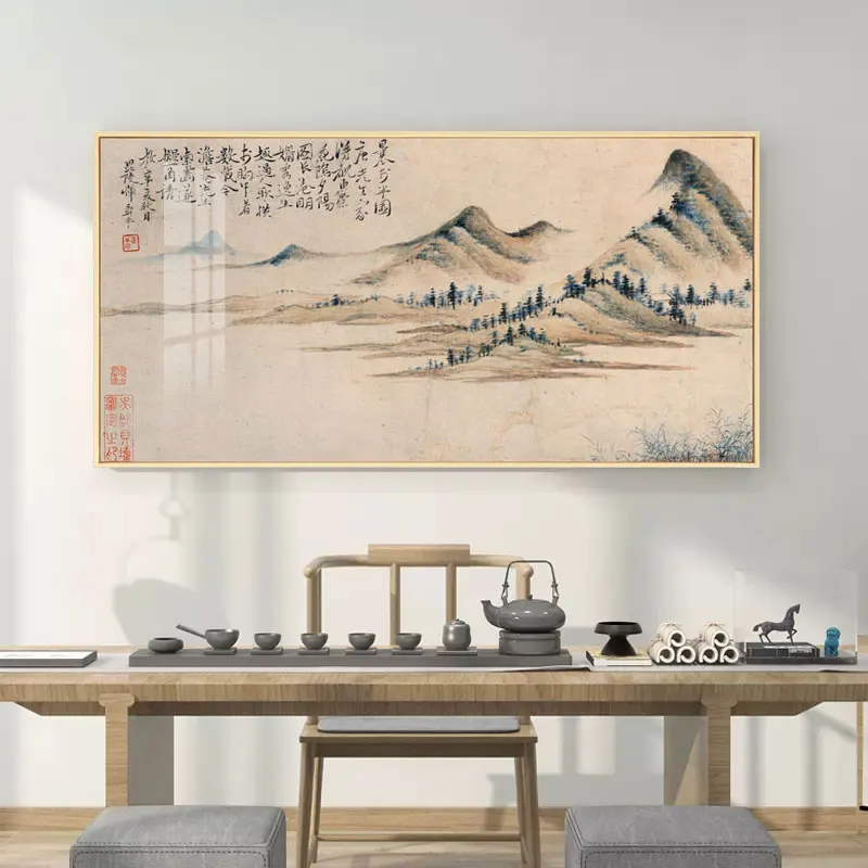 New Chinese Scenery Style Canvas Print Landscape Large Size Bedside Ornament Wall Picture Painting Poster Art Bedroom Home Décor