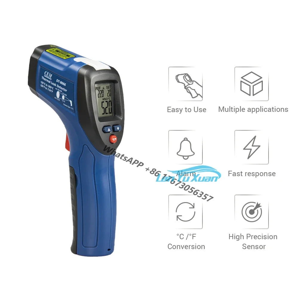 

CEM DT-8666 Thermal Leak Detector With White Backlit LCD Display Audible Alarm Permits Targeted Scanning