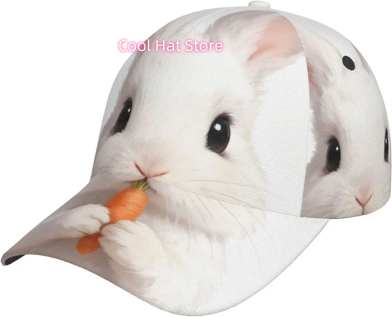 Rabbits Eat Carrots Pattern Baseball Cap Adjustable Cotton Baseball Hat for Sports, Outdoor, Travel Gifts for Men Black