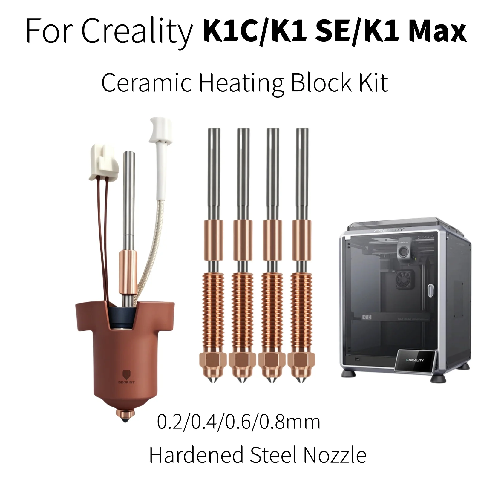 For Creality K1C K1 MAX Hotend With Ceramic Heating Block, Quick Swap Nozzle 0.2-0.8 Replacement Parts For Creality K1 SEN Parts