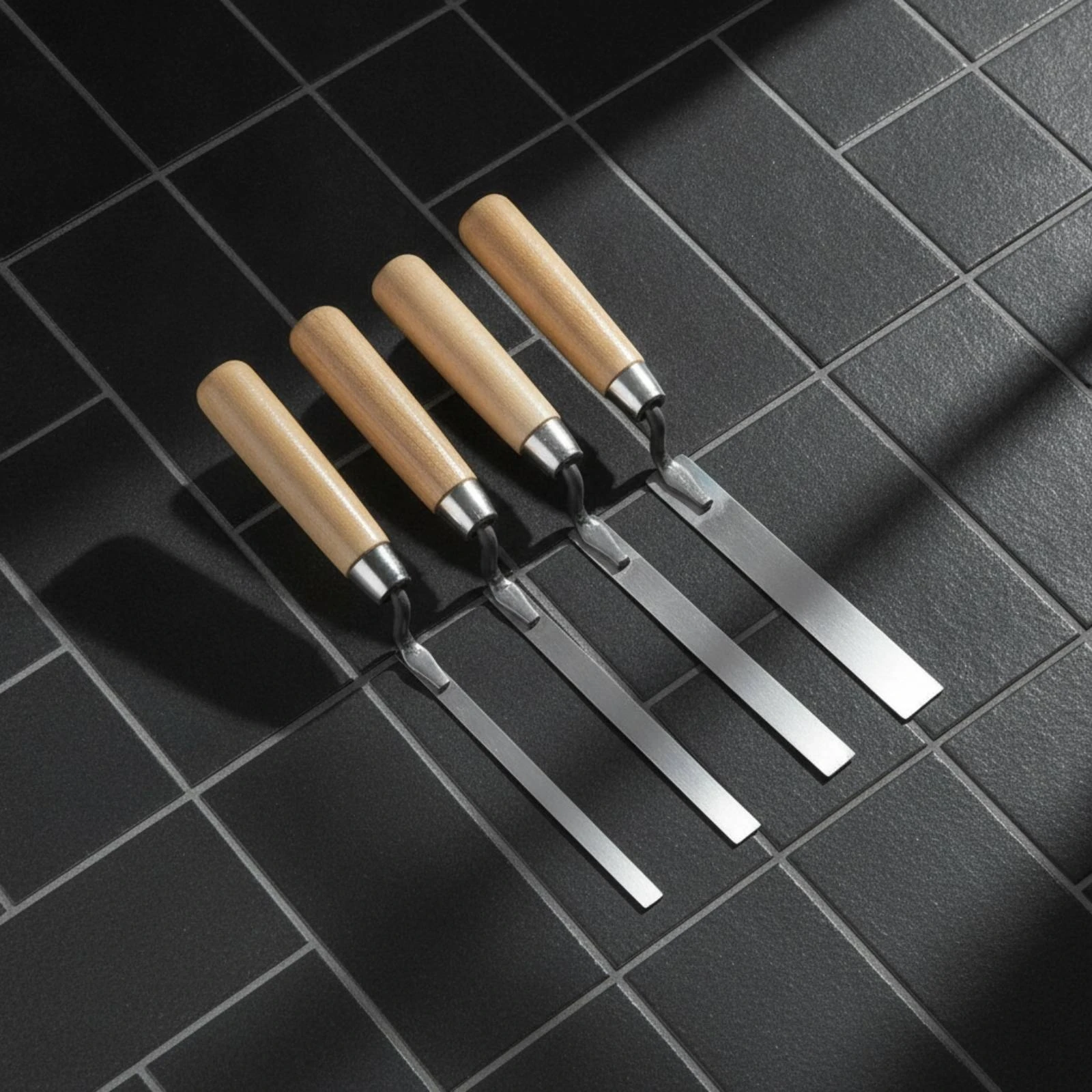 4 Pieces Tuck Pointer Trowel with Wooden Handle Narrow Filling Tool with Wooden Handle Tuck Pointer Trowel Slim Masonry Jointer