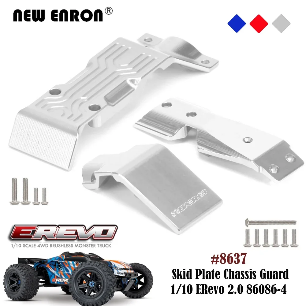 8637 Front 2 pieces Rear 1 piece Skid Plate Chassis Guard  Alloy FOR RC Car Parts Traxxas 1/10 ERevo E-Revo 2.0 86086-4 Upgrade