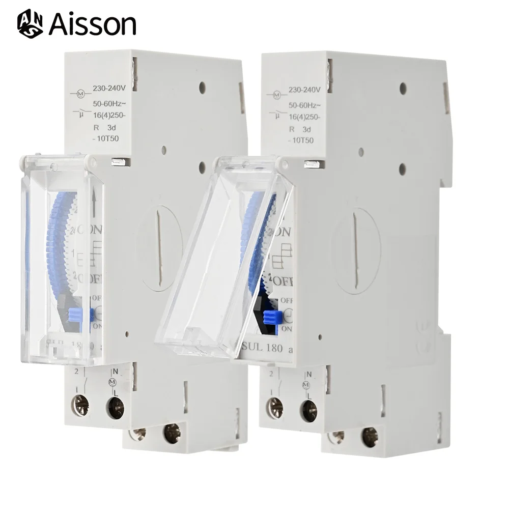 SUL180A Din Rail Mechanical Timer Switch 24 Hours Relay Analogues Electrical Programmable Timer Battery 220V 16A