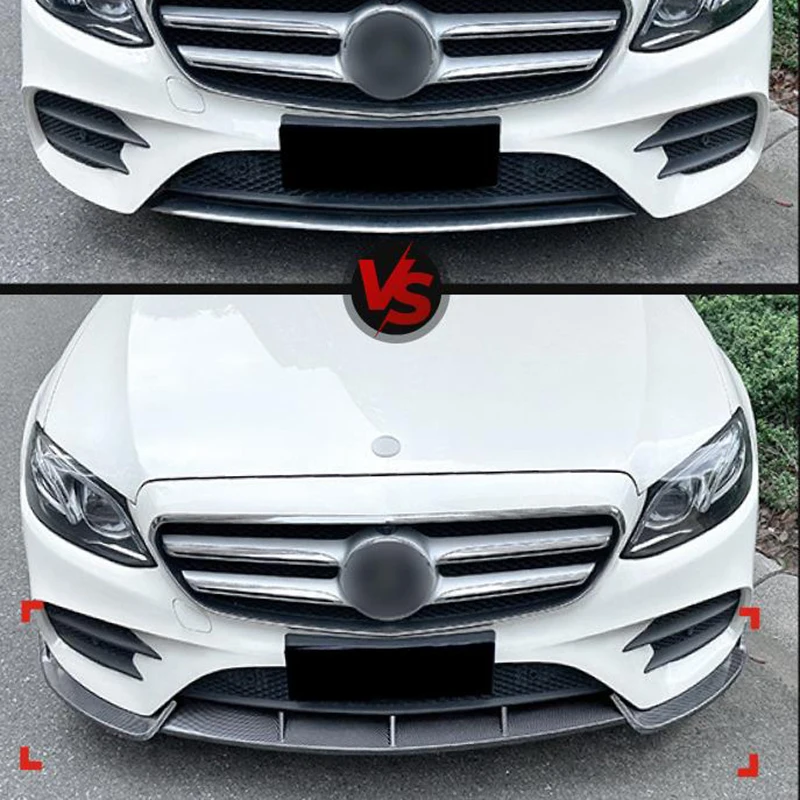 Glänzend schwarze Frontstoßstangenspoilerlippe für Mercedes Benz E-Klasse W213 E260 E300 E43 E200 E220 E63 AMG 2016–2020 Bodykits Tuning – Detail 1