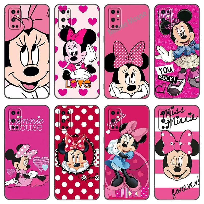 Lovely Pink Minnie Mouse Phone Case For OnePlus 9 10 ACE 2V Pro 9RT 10T 10R 11R Nord CE 2 3 Lite N10 N20 N30 5G Black Cover