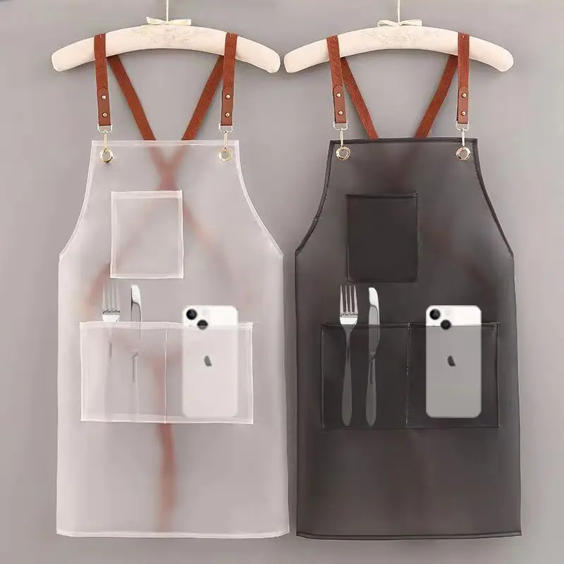 New Style Apron Waterproof and Oil-proof Work No-wash Cute Kitchen Home Transparent Apron Catering Aquatic Work Clothes