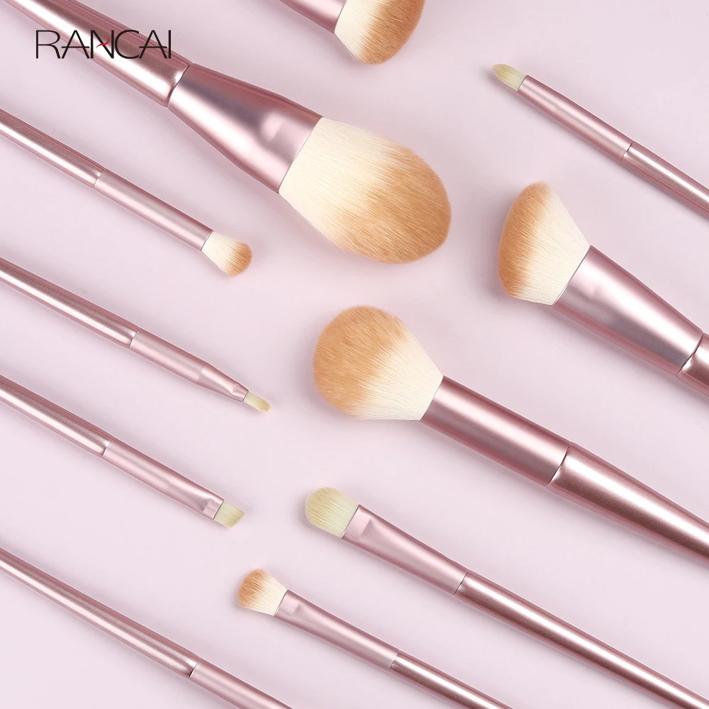 Rancai Pro Cosmetica 11 Pcs Roze Make-Up Kwasten Set Soft Haar Foundation Kabuki Poeder Oogschaduw Make Up Brush Beauty Tools kits