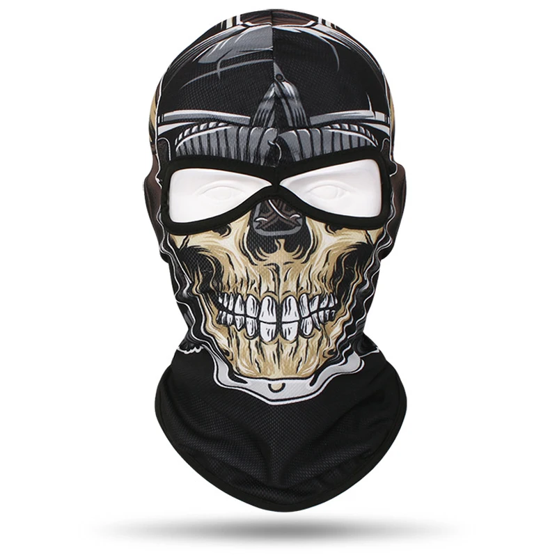 Passamontagna Bandana con teschio 3D Outdoor Uomo Donna Maschera da ciclismo Antivento Motociclismo Copertura integrale 2 fori Visiera per il collo