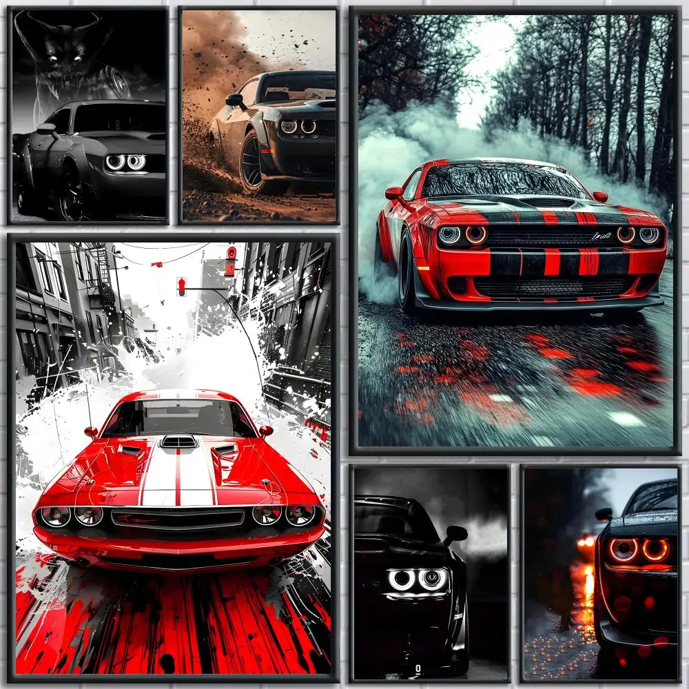 COol CAr D-dodge Painting Calligraphy Wall Art Canvas Poster Premium Home Decor Print for Living Room Bedroom