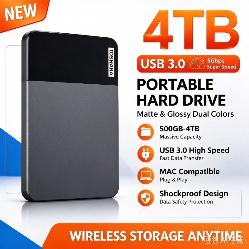 Portable Encrypted External Hard Drive Large Capacity 500GB-4TB USB3.0 Office File Backup Hard Disk For Desktop Laptop