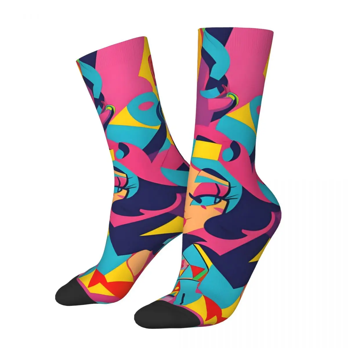 Pop Art Girl Męskie skarpetki Vintage Harajuku Street Style Nowość Casual Crew Sock