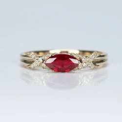 Classic horse-eye pointed exquisitely Inlaid ruby rings for women fashionable and luxurious Red gemstoneg engagement jewelry