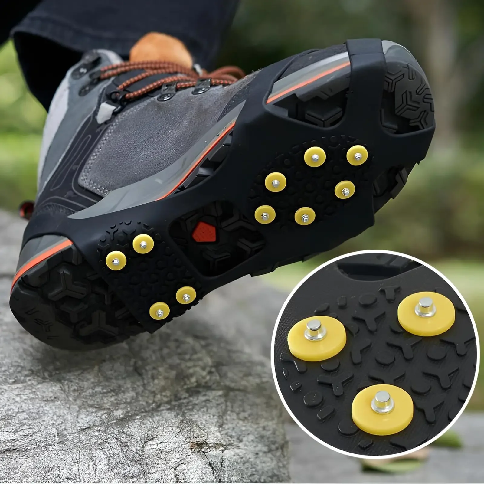 Crampones de escalada antideslizantes para exteriores, tacos de montañismo, cubiertas de zapatos Unisex, garra de nieve, accesorios para caminar y senderismo, pinchos, 10 dientes