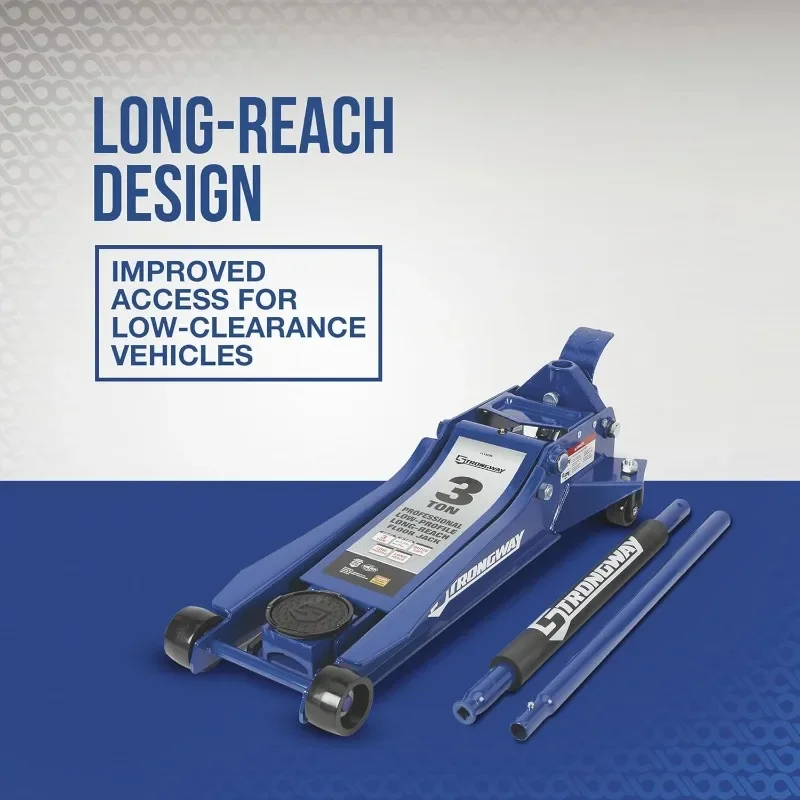 home.home.Long-Reach, Low-Profile Professional Service Floor Jack — 3-Ton Capacity