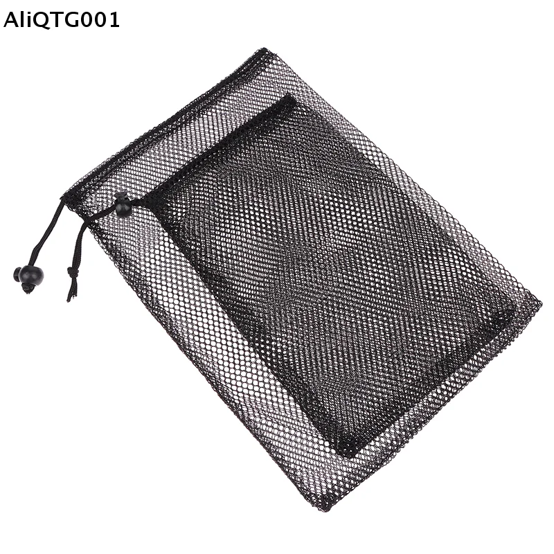 Black Multi-Purpose Durable Nylon Mesh Drawstring Bag for Home Travel Outdoor Activities Laundry Storage Pouch with Stuff Sack