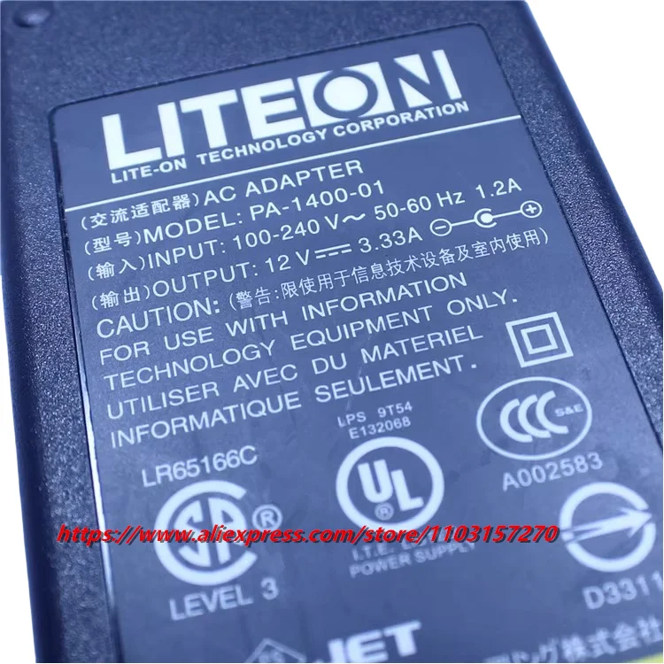 Genuine Liteon AC Adapter 12V 3.33A 5.5/2.5mm Laptop Charger For Dell Monitor Power Supply PA-1400-01 PA-1041-81 PA-1041-0
