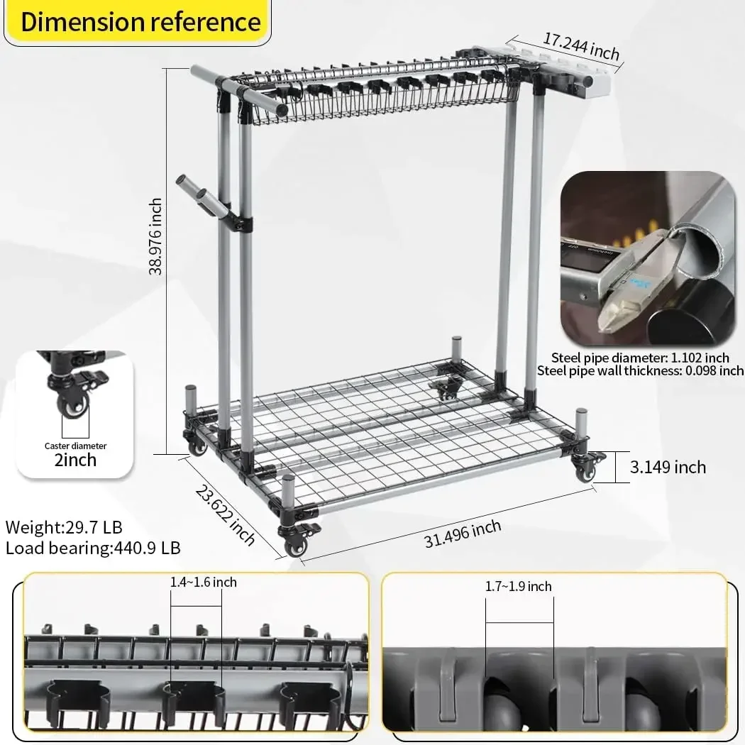 

Mobile garden tool organizer metal Garage Storage Holder storage large long lawn tools heavy duty tool rack sturdy yard cart