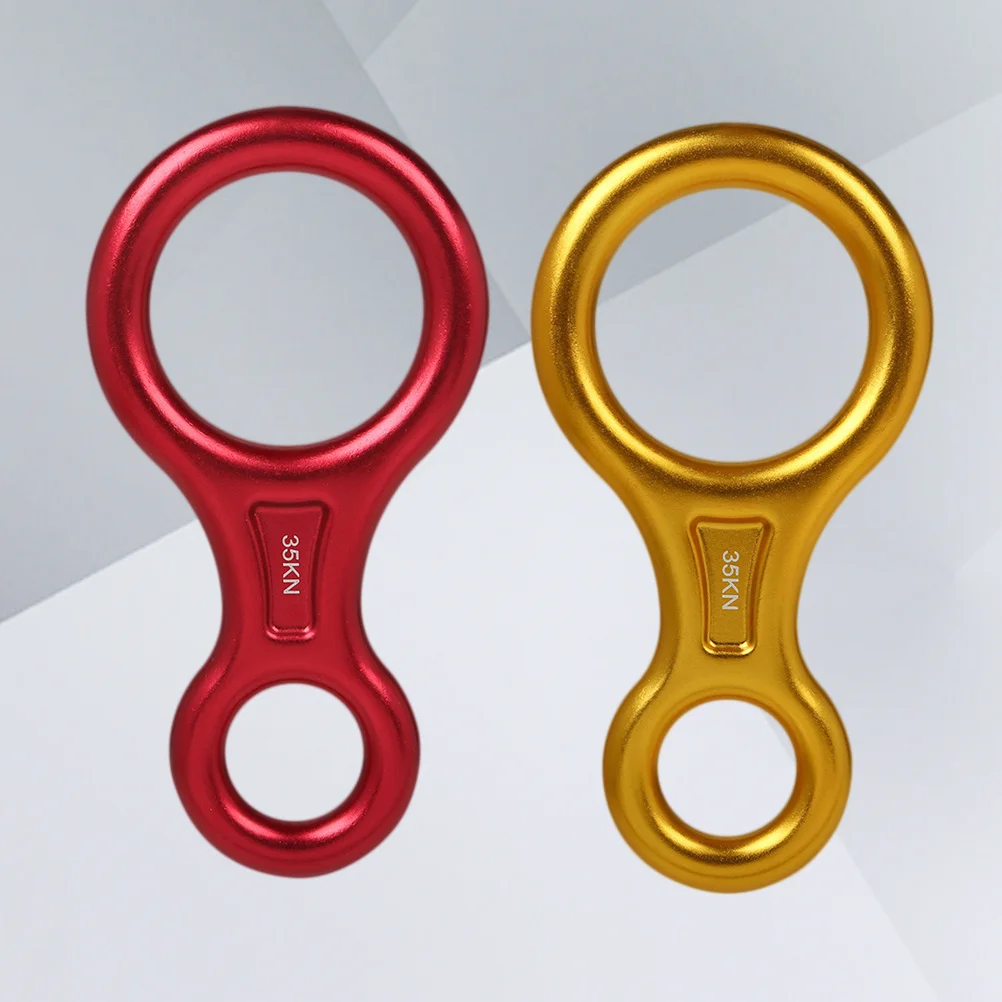 2個入り 35Kn フィギュア8型ディセンダーリング ヘビーデューティー クライミング ラペルデバイス 安全なロープ下降用 デュアルホール付き プロ仕様