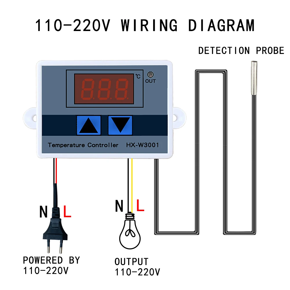 W3001 W3002 Digital Temperature Controller Thermostat Switch Microcomputer   Thermometer New Thermoregulator  12/24/220V