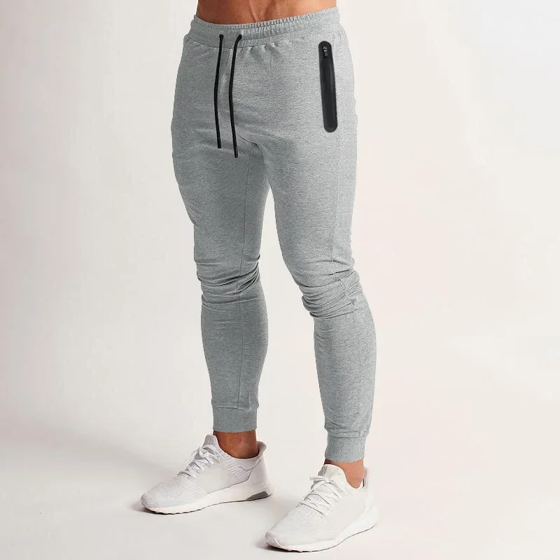 

Luxury Summer Sweatpants Men Sports Pant Elastic Waist Zip Pockets Gym Training Jogging Fitness Running Joggers Skinny Trousers