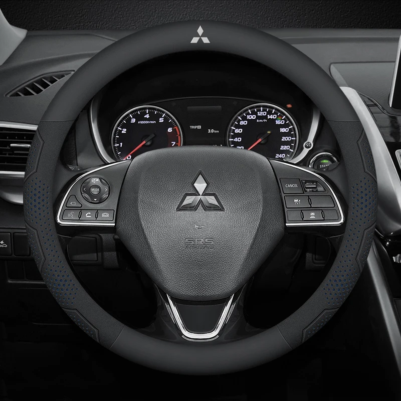 

Car Suede Carbon fiber Leather Steering Wheel Cover For Mitsubishi Outlander Pajero Asx Lancer EX Evolution L200 Triton RALLIART