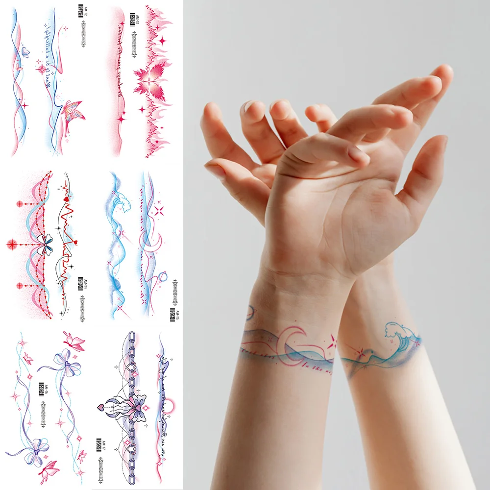6Sheets  Latest Realistic Colorful Temporary Tattoos Body Art Flower Shoulder Neck Hands Arm Temporary Tattoos for Women Girls